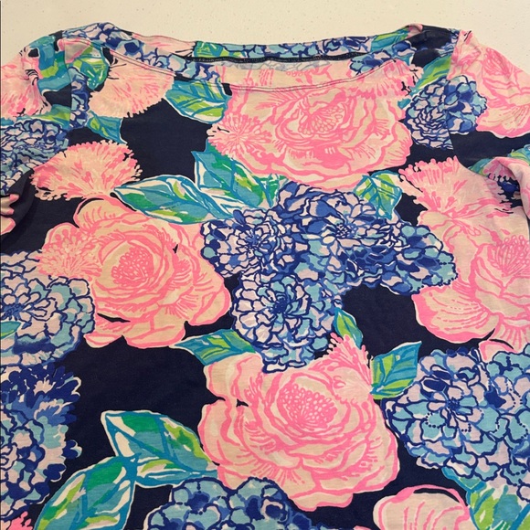 Lily Pulitzer Aleah High Tide Navy Pink Tee Medium.  B112 - Picture 9 of 10